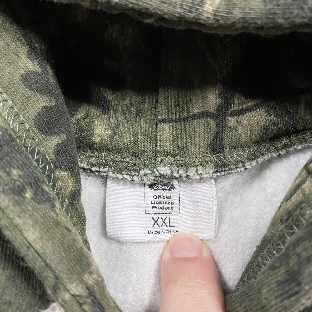 Ford Hoodie Mens 2XL Green Camo Built Ford Tough Pullover Sweatshirt Truck - Picture 3 of 8